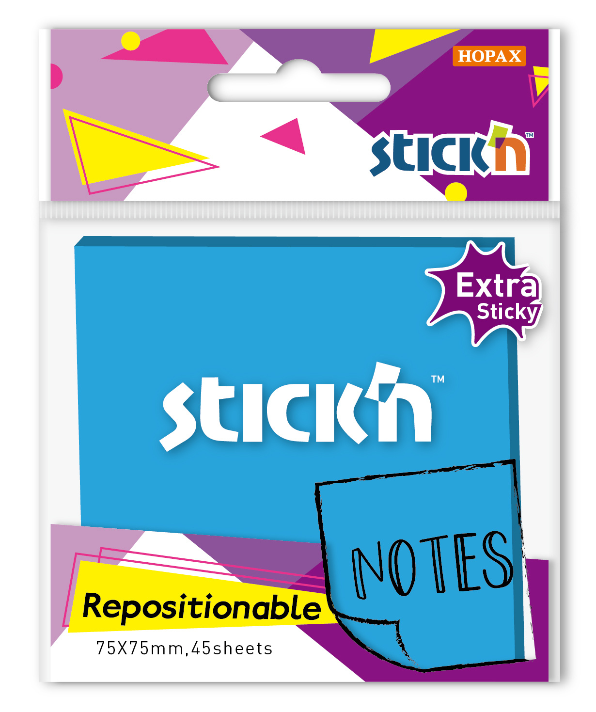 

Блок самоклеящийся (стикеры) STICK`N, 45 листов, синий неон (27098)