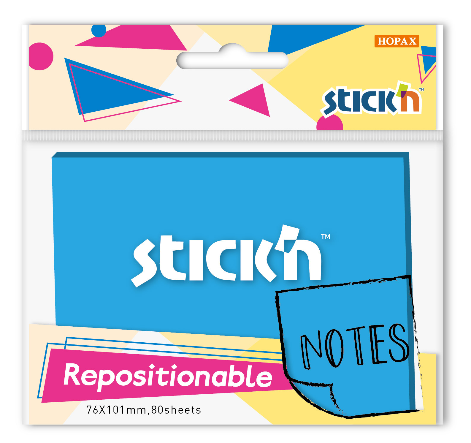 

Блок самоклеящийся (стикеры) STICK`N, 80 листов, синий неон (27077)