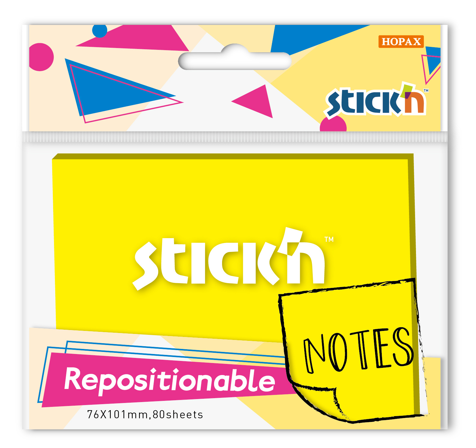 

Блок самоклеящийся (стикеры) STICK`N, 80 листов, желтый неон (27074)