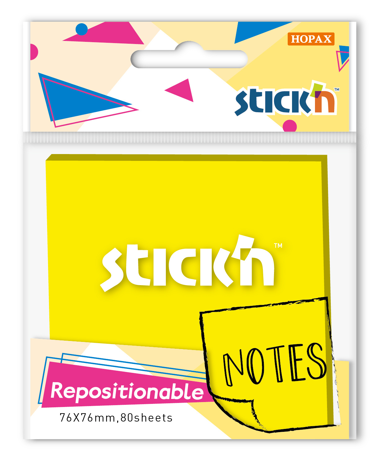

Блок самоклеящийся (стикеры) STICK`N, 80 листов, желтый неон (27070)