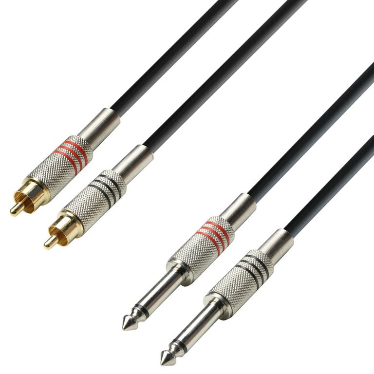 

Кабель 2xRCA(M)-2xJack 6.3mm(M), экранированный, 3 м, черный Adam Hall (K3TPC0300), -