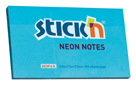 

Блок самоклеящийся (стикеры) STICK`N, 100 листов, неоновый, голубой (21213)