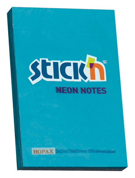 

Блок самоклеящийся (стикеры) STICK`N, 100 листов, неоновый, голубой (21207)