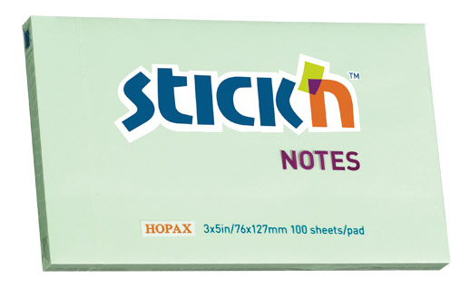

Блок самоклеящийся (стикеры) STICK`N, 100 листов, пастельный, зеленый (21156)