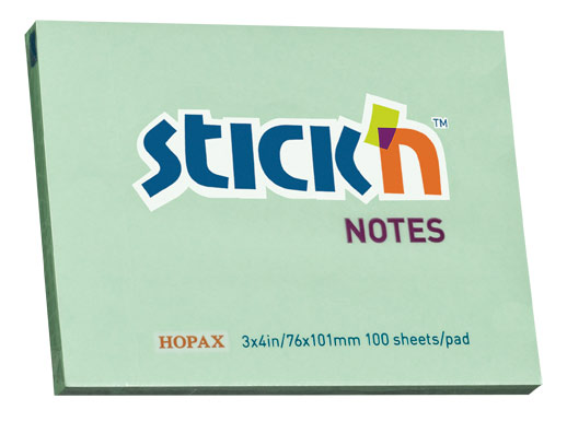 

Блок самоклеящийся (стикеры) STICK`N, 100 листов, пастельный, зеленый (21153)