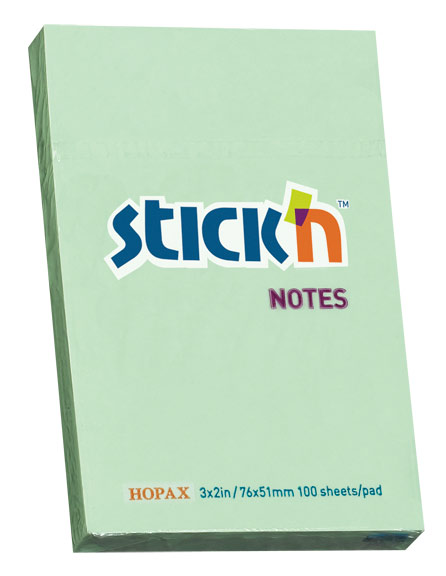 

Блок самоклеящийся (стикеры) STICK`N, 100 листов, пастельный, зеленый (21147)