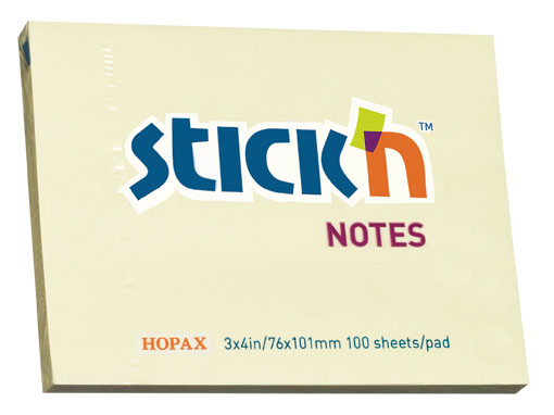 

Блок самоклеящийся (стикеры) STICK`N, 100 листов, пастельный, желтый (21008)