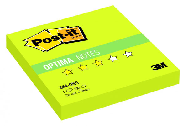 Блок самоклеящийся (стикеры) Post-it 7.6 см x 7.6 см, 100 листов, неоновый, салатовый (7100041124)