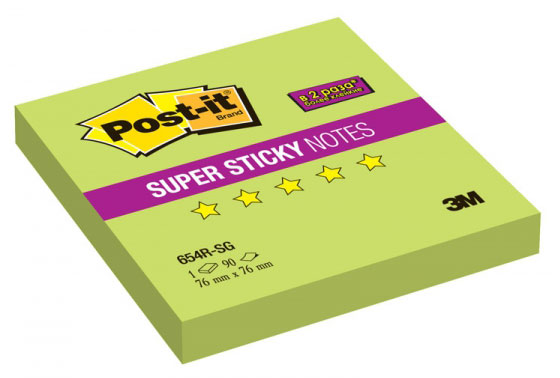 

Блок самоклеящийся (стикеры) Post-it 7.6 см x 7.6 см, 90 листов, неоновый, зеленый (7100062391)