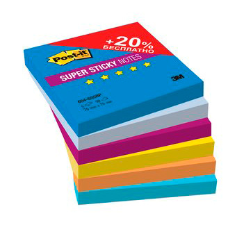 

Блок самоклеящийся (стикеры) Post-it 7.6 см x 7.6 см, 90 листов, ассорти (7100091464)