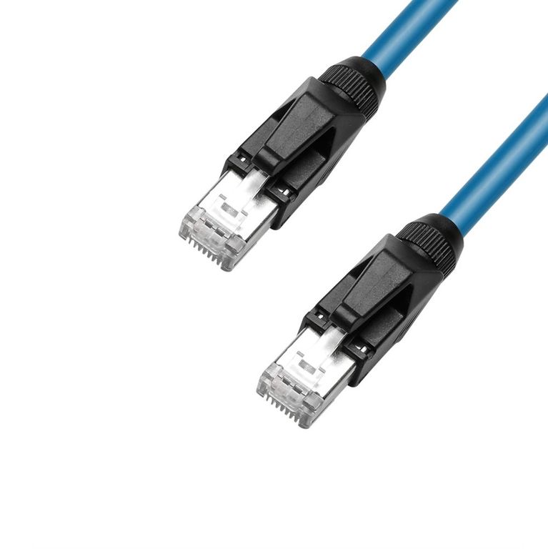 Патч-корд витая пара кат.5e, 1м, RJ45-RJ45, синий, LSZH, экранированный, Adam Hall (K4CAT50100I)