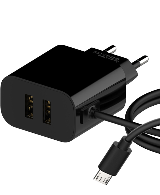 

Сетевое зарядное устройство Maxvi CHL-242M 12Вт, 2xUSB, microUSB, 2.4A, черный, встроенный micro USB, CHL-242M