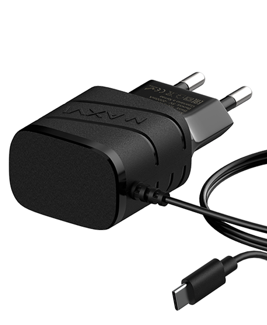 

Сетевое зарядное устройство Maxvi TCM-200TB, 2A, черный, встроенный кабель Type-C, TCM-200TB