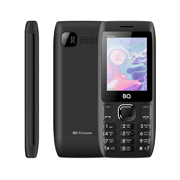 Мобильный телефон BQ 2450 Fortune, 2.4" 320x240 TN, 32Mb RAM, 32Mb, BT, 4-Sim, 3000mAh, micro-USB, черный б/у незначительные следы эксплуатации, замена АКБ в официальнос сервисном центре производителя, полный комплект