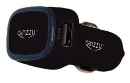 Автомобильное зарядное устройство GINZZU GA-4415UB, 2xUSB, 3А, черный