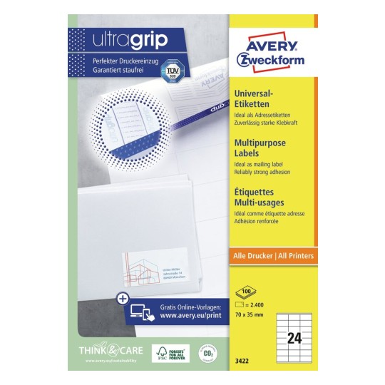 Этикетка самоклеящаяся Avery Zweckform 3422, 70x3.5 см, 24 шт. на листе A4