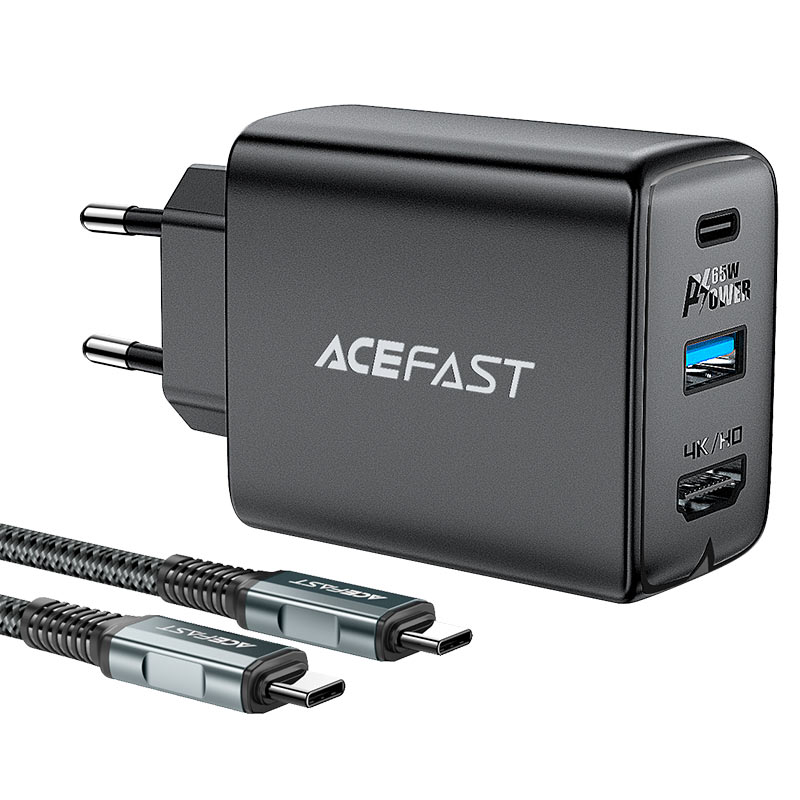 

Сетевое зарядное устройство Acefast A17 65Вт, USB, USB type-C, Quick Charge, PD, 3A, черный ( AF-A17-BK), USB Type-C - USB Type-C, A17