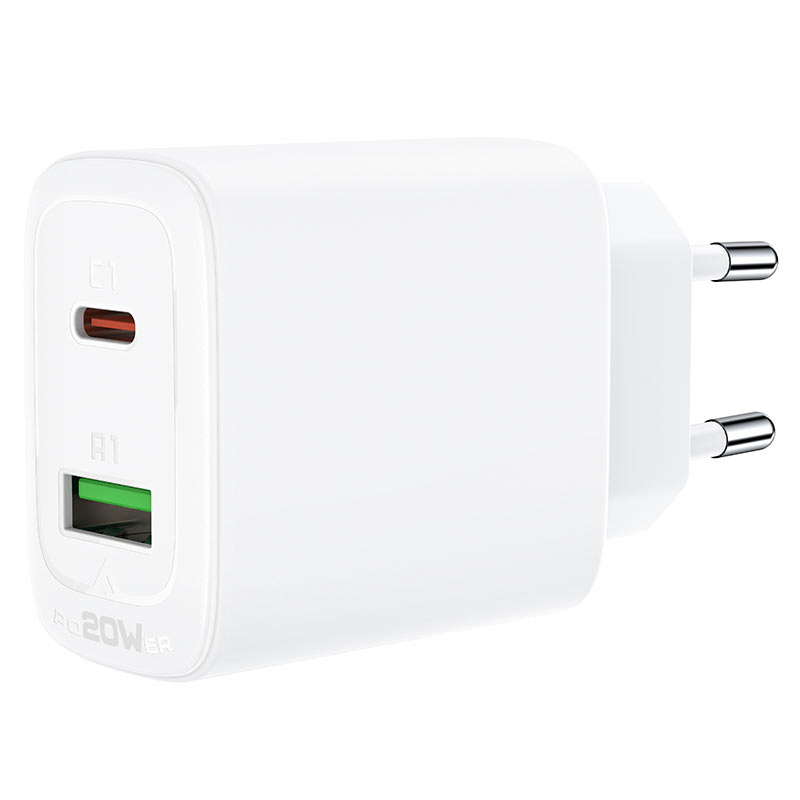 

Сетевое зарядное устройство Acefast A25 20Вт, USB, USB type-C, Quick Charge, PD, 3A, белый (AF-A25-WH), A25