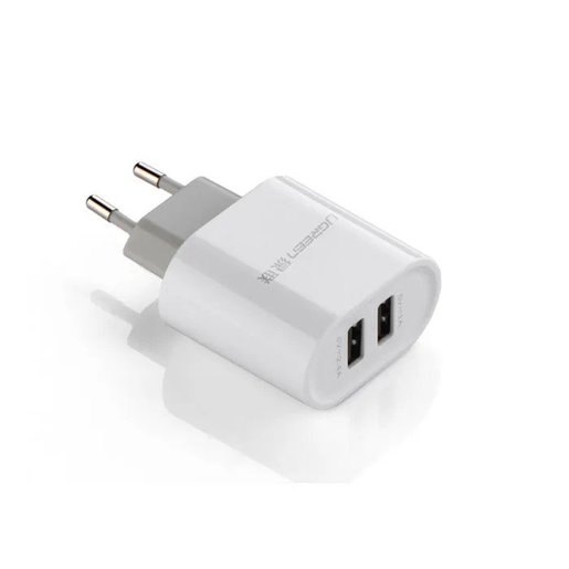 

Сетевое зарядное устройство UGREEN CD104, 2xUSB, 2.4A, белый (20384), CD104