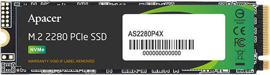 Твердотельный накопитель (SSD) Apacer 512Gb AS2280P4X, 2280, M.2, NVMe (AP512GAS2280P4X-1) Bulk (OEM) - фото 1