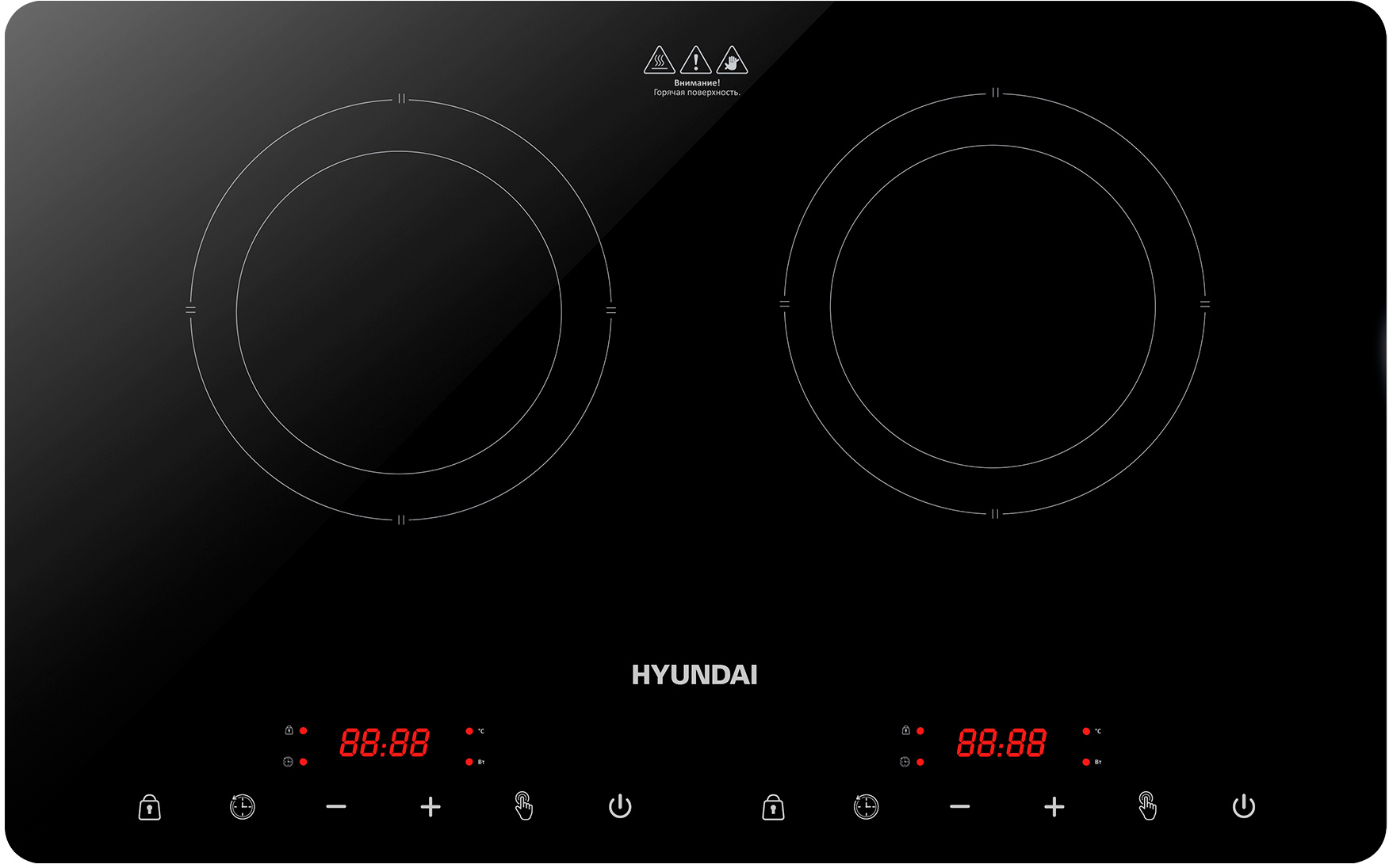 Плита компактная электрическая Hyundai HYC-0109 , стеклокерамика, индукционная, 2000Вт, конфорок - 2шт., черный