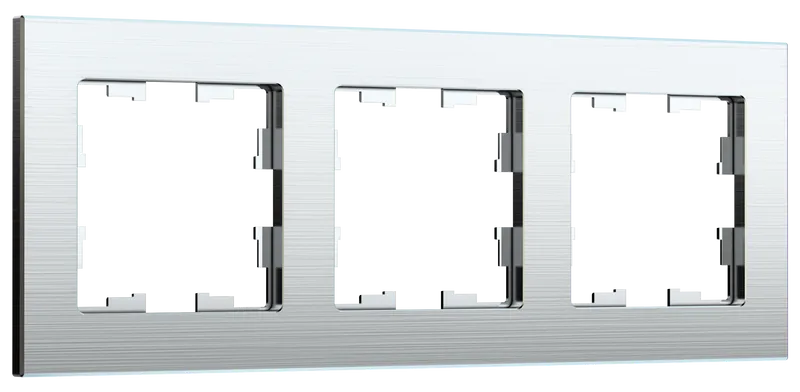 Рамка IEK BRITE металлические РУ-3-1-БрА, горизонтальная и вертикальная, 3-поста, алюминий (BR-M32-M-K47) - фото 1