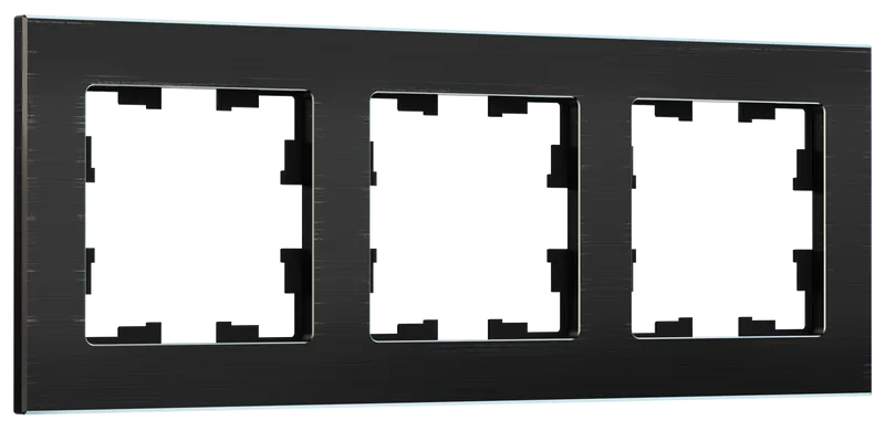 Рамка IEK BRITE металлические РУ-3-1-БрЧ, горизонтальная и вертикальная, 3-поста, черный (BR-M32-M-K02) - фото 1
