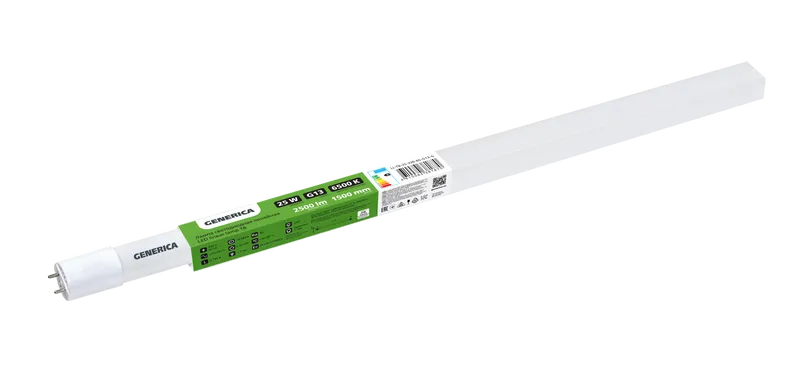 Лампа линейная G13, T8, ⌀2.5 смx1.5 м, 25 Вт, 6500 K, GENERICA