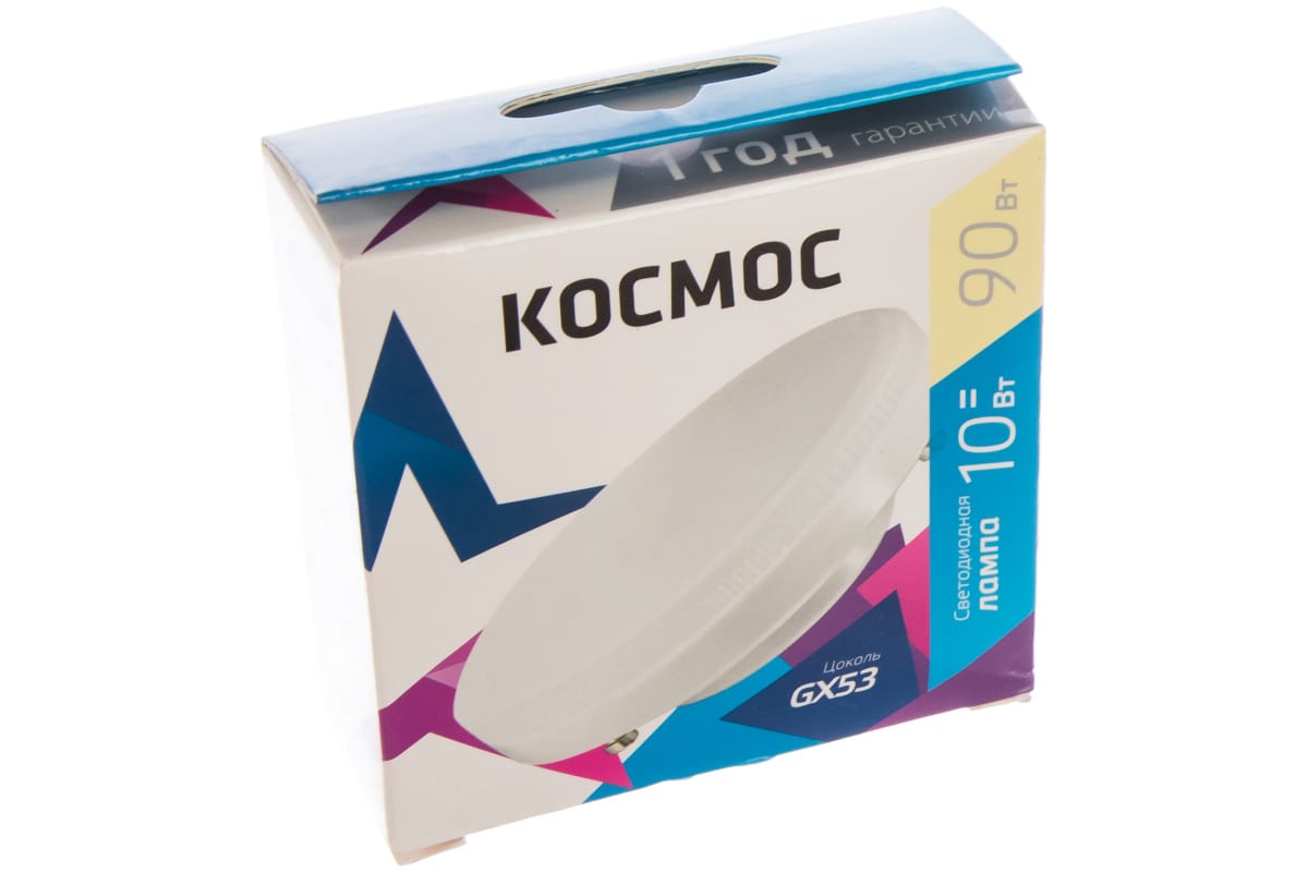 Лампа светодиодная GX53 T75 10Вт 800лм 3000 Kтеплый 80 Ra КОСМОС Lksm_LED10wGX5330C Lksm_LED10wGX5330C 80₽