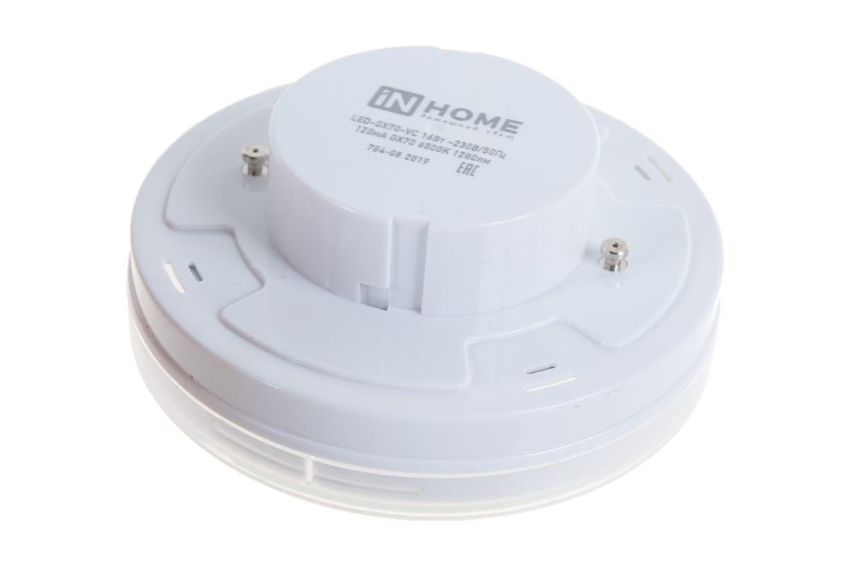 

Лампа светодиодная GX70, 16Вт, 1280лм, 6500 K/холодный, 80 Ra, IN HOME LED-GX70-VC (4690612021492), LED-GX70-VC