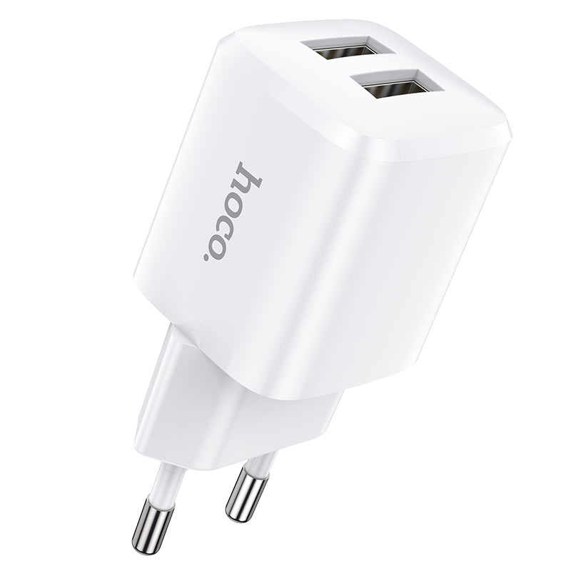 

Сетевое зарядное устройство Hoco N8 Briar, 2xUSB, 2.4A, белый (6931474742032), кабель USB Type C, N8 Briar