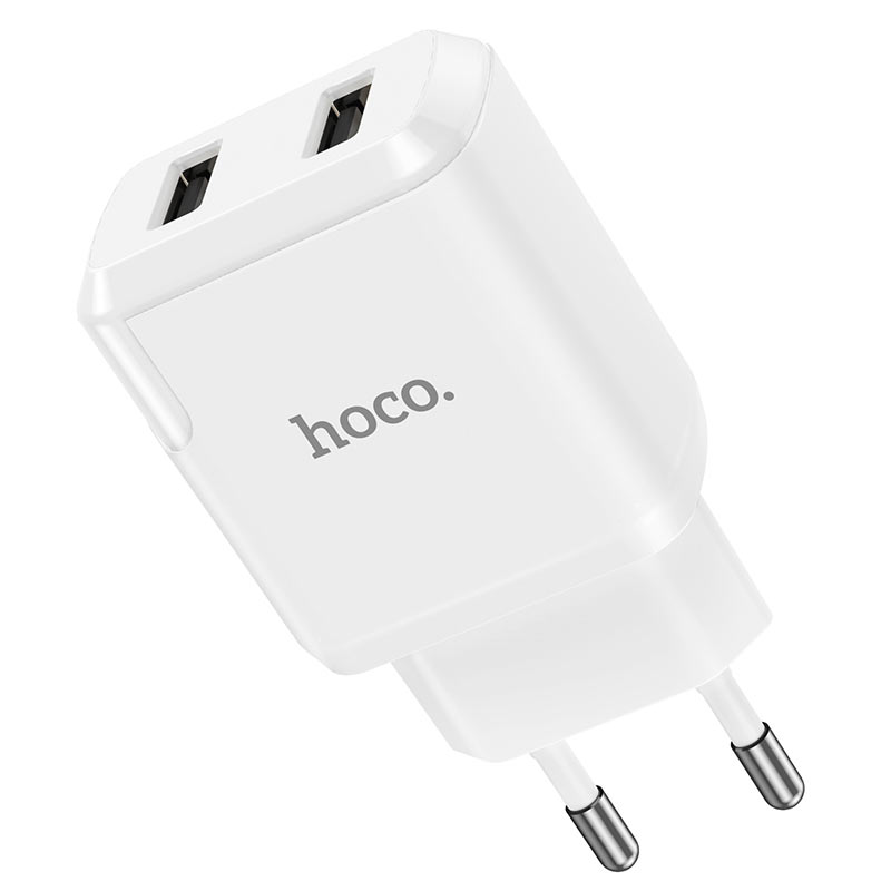 Сетевое зарядное устройство Hoco N7 Speedy, 2xUSB, 2.1A, белый (6931474740571), Lightning 8pin - фото 1