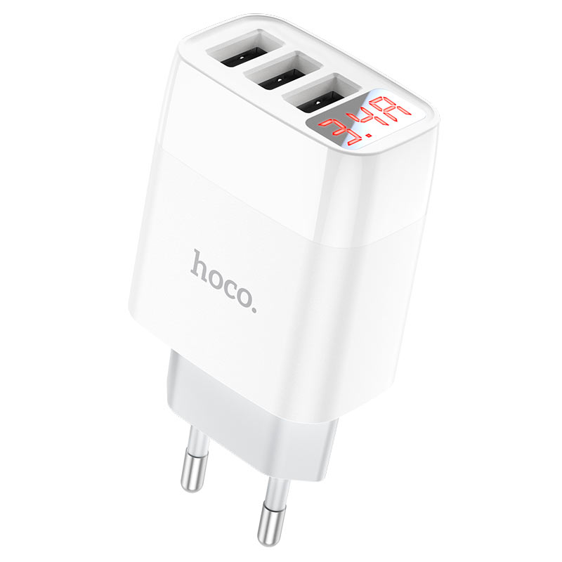 

Сетевое зарядное устройство Hoco C93A Easy charge, 3xUSB, 2.4A, белый (6931474760593), C93A Easy charge