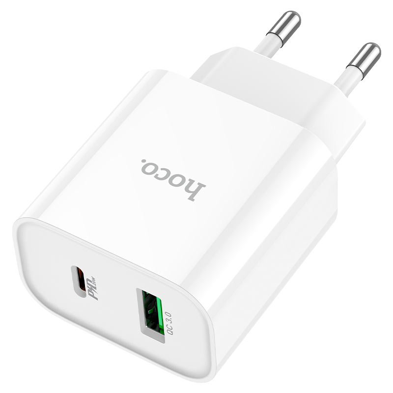 

Сетевое зарядное устройство Hoco C80A Rapido 20Вт, USB, USB type-C, Quick Charge, PD, 3A, белый (6931474779885), C80A Rapido