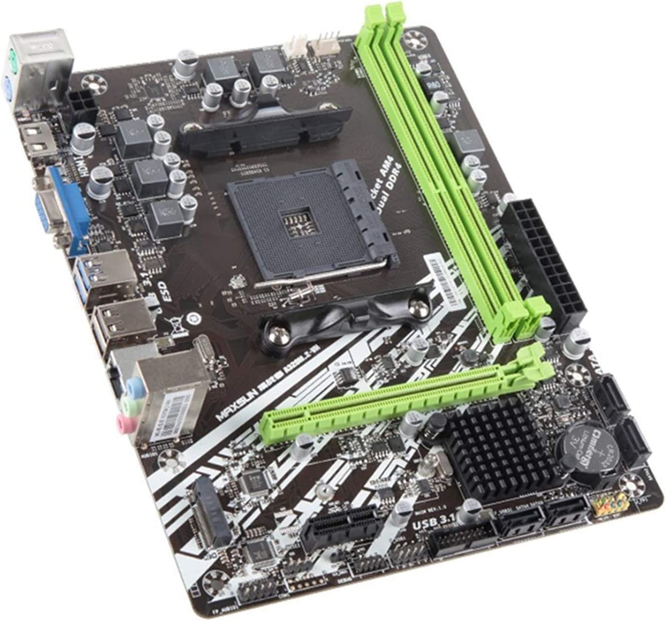 

Материнская плата MaxSun Challenger A320M.2-VH, SocketAM4, AMD A320, 2xDDR4, PCI-Ex16, 4SATA3, 7.1-ch, GLAN, 2 USB 3.0, 2 USB 3.1, VGA, HDMI, mATX, Retail, Challenger A320M.2-VH