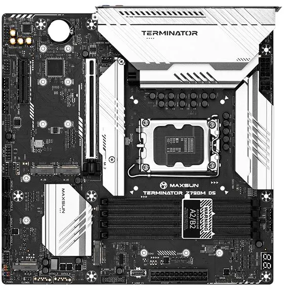 

Материнская плата MaxSun Terminator Z790M D5, Socket1700, Intel Z790, 4xDDR5 DIMM, PCI-Ex16, 4SATA3, 7.1-ch, 2.5GLAN, 4 USB 3.2, 1 USB Type-C, HDMI, DP, mATX, Retail, Terminator Z790M D5