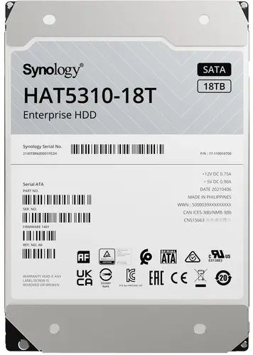 

Жесткий диск (HDD) Synology 18Tb HAT5300, 3.5", 7.2K, SATA3 (HAT5310-18T)