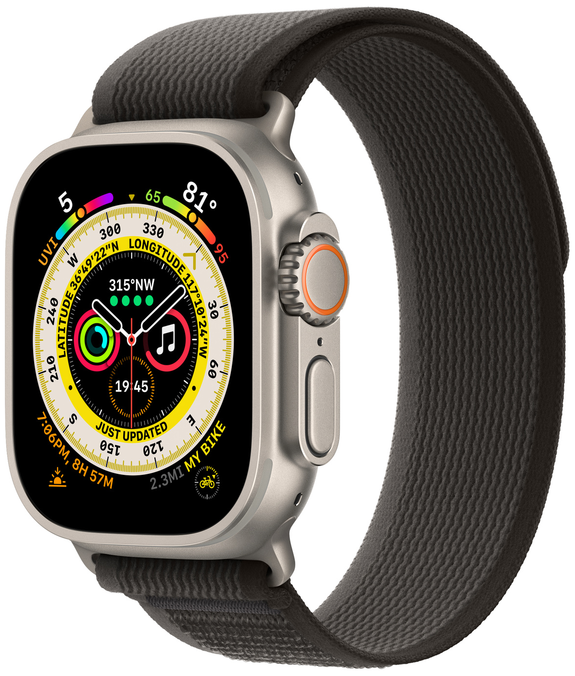 

Смарт-часы Apple Watch Ultra 49мм S/M OLED, титановый/черно-серый Trail Loop (MQF43LL/A), Watch Ultra 49мм S/M