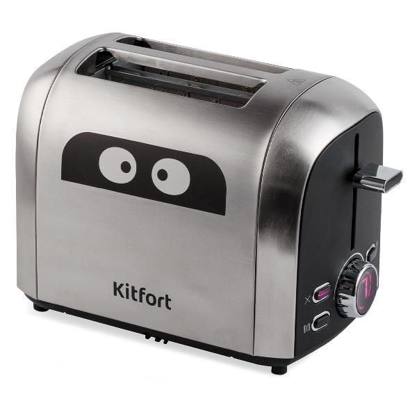 Тостер Kitfort KT-2099 925 Вт, подогрев, серебристый/черный, цвет серебристый/черный - фото 1