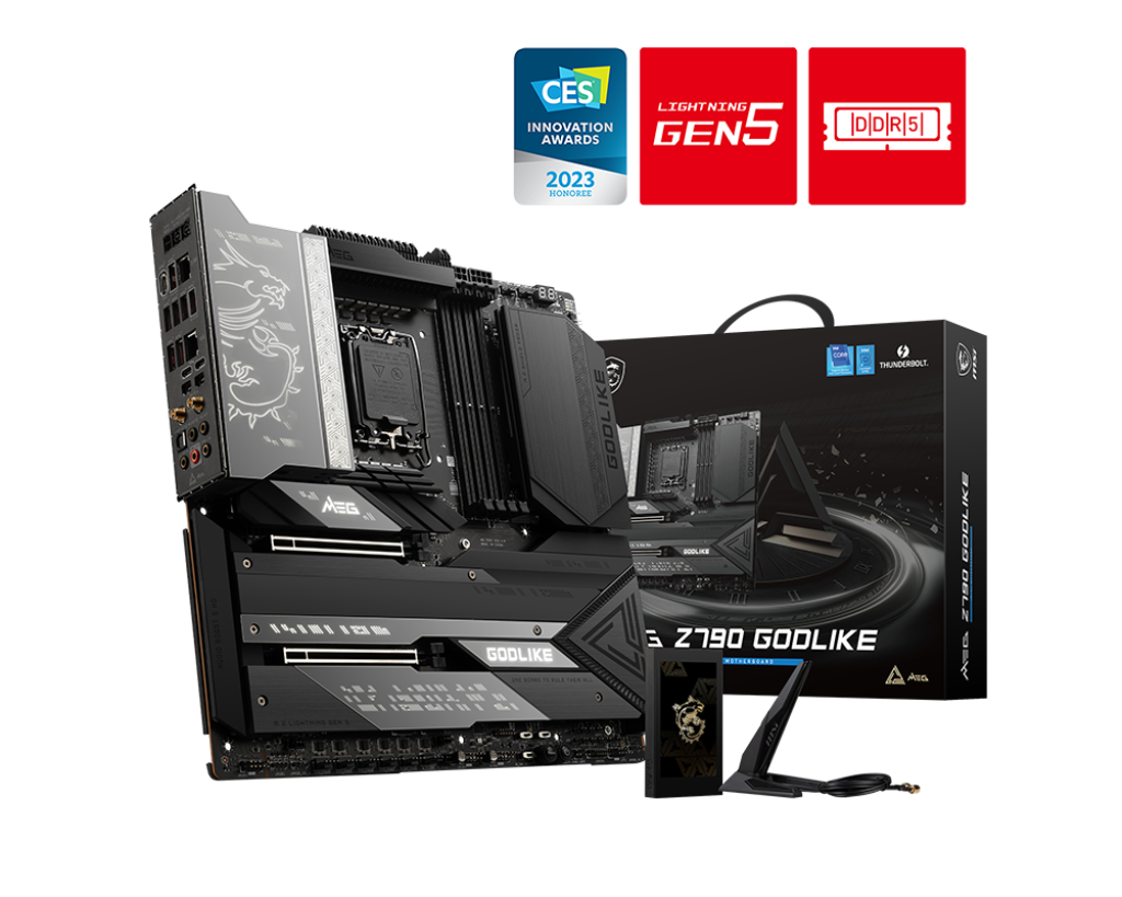 

Материнская плата MSI MEG Z790 GODLIKE, Socket1700, Intel Z790, 4xDDR5 DIMM, 2PCI-Ex16, 6SATA3, 7.1-ch, 2.5GLAN, 10GLAN, 14 USB 3.2, 5 USB Type-C, Type-C DP, EATX, Retail, MEG Z790 GODLIKE