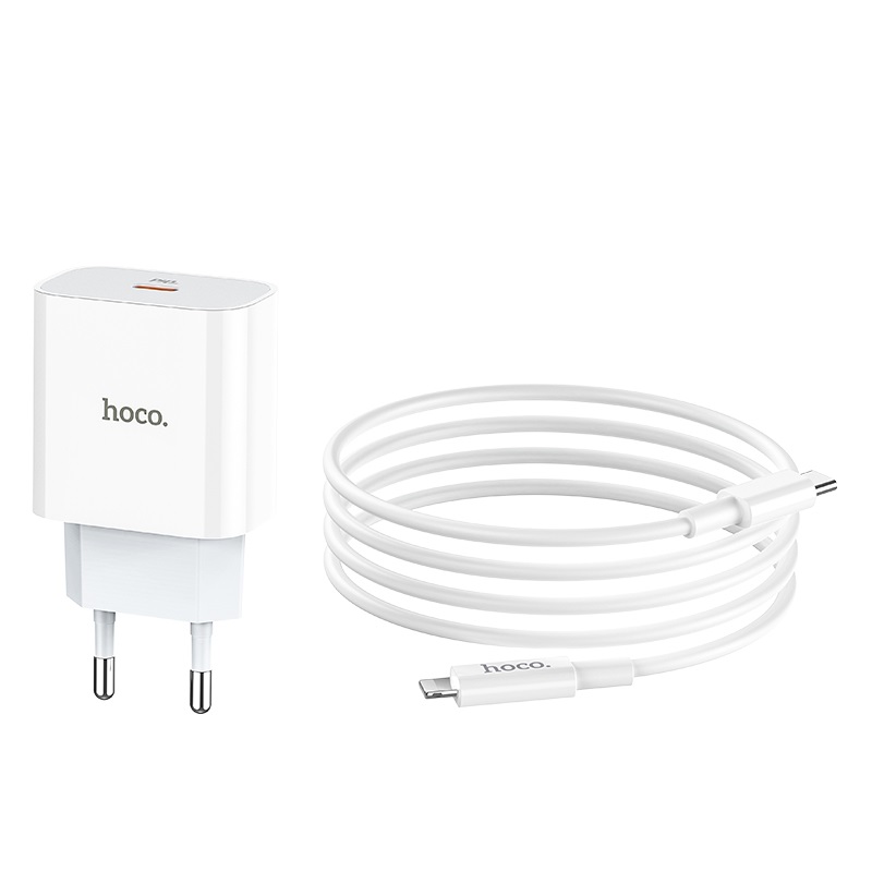

Сетевое зарядное устройство Hoco C76A Plus 20 Вт, USB type-C, Quick Charge, PD, 3А, белый (6931474746924), Lightning/Type-C, C76A Plus