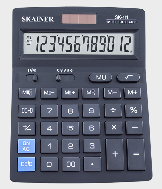 Калькулятор настольный SKAINER SK-111, 12-разрядный, однострочный экран, черный (SK-111)