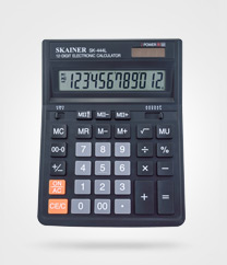 Калькулятор настольный SKAINER SK-444L, 12-разрядный, однострочный экран, черный (SK-444L)