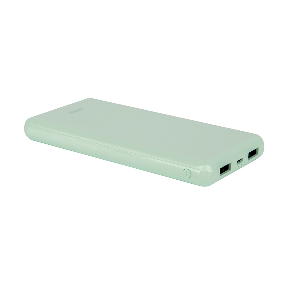 Портативный аккумулятор (Powerbank) Perfeo COLOR VIBE, 10000mAh, 2xUSB, 2.1A, мятный (PF_D0165) - фото 1