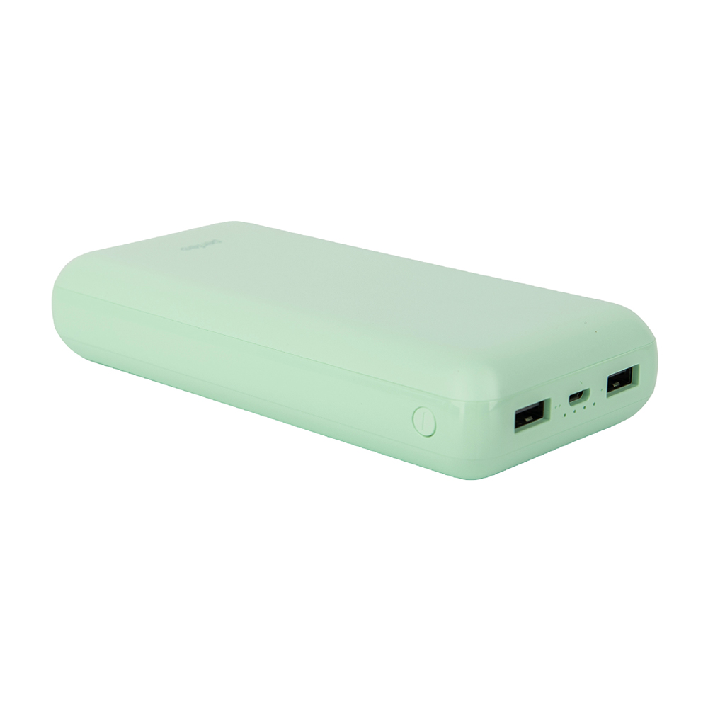 

Портативный аккумулятор (Powerbank) Perfeo COLOR VIBE, 20000mAh, 2xUSB, 2.1A, мятный (PF_D0169), COLOR VIBE