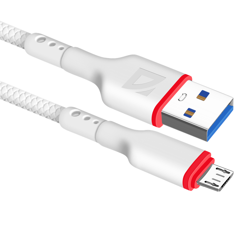 Кабель USB 2.0(Am)-Micro USB 2.0(Bm), 2.4A 1 м, белый Defender F156 (87112WHI)