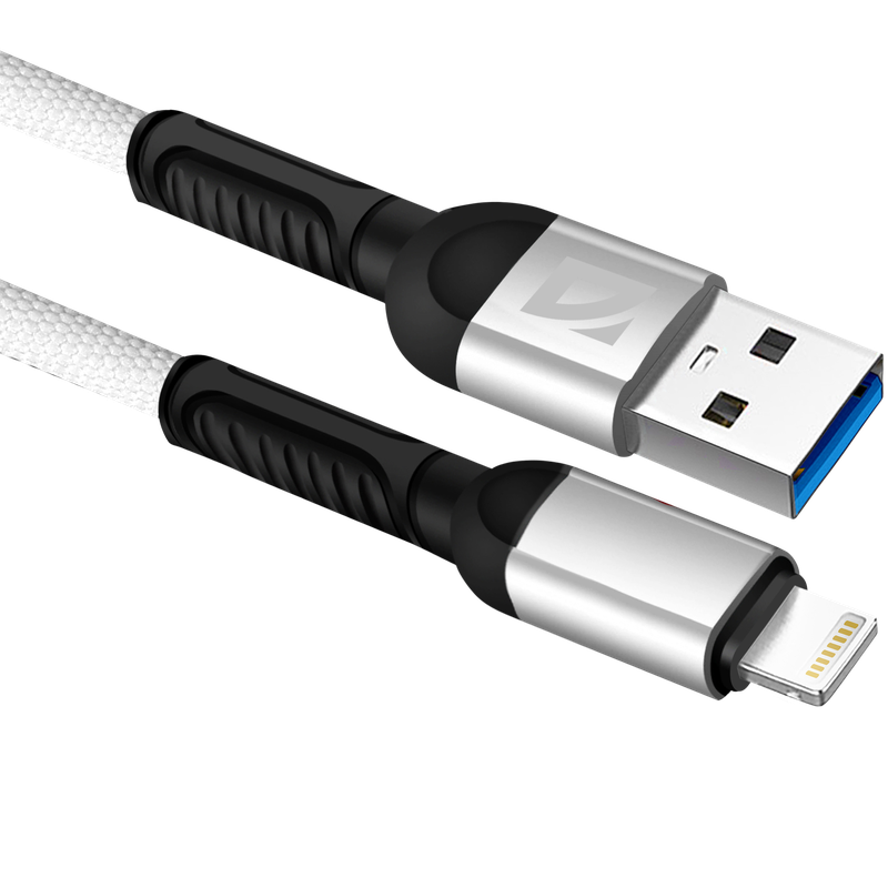 

Кабель USB-Lightning 8-pin, 2.4A 1 м, белый Defender F167 (87104WHI), F167