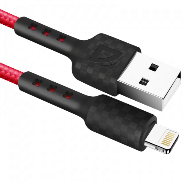 

Кабель USB-Lightning 8-pin, 2.4A 1 м, красный Defender F181 (87114RED), F181