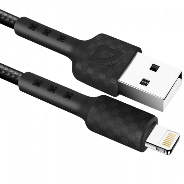 

Кабель USB-Lightning 8-pin, 2.4A 1 м, черный Defender F181 (87114BLA), F181