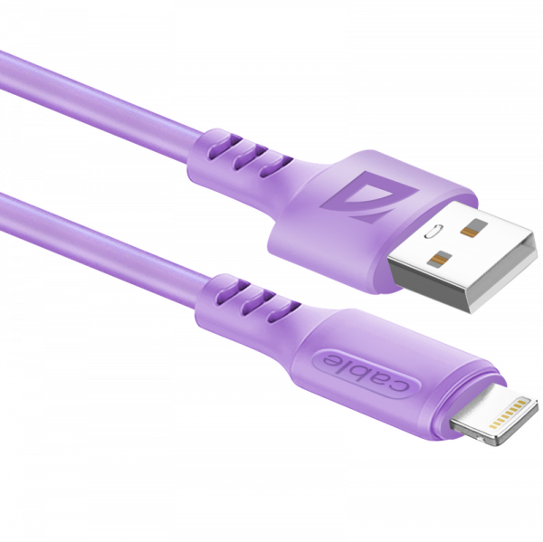 

Кабель USB-Lightning 8-pin, 2.4A 1 м, фиолетовый Defender F207 (87107VIO), F207
